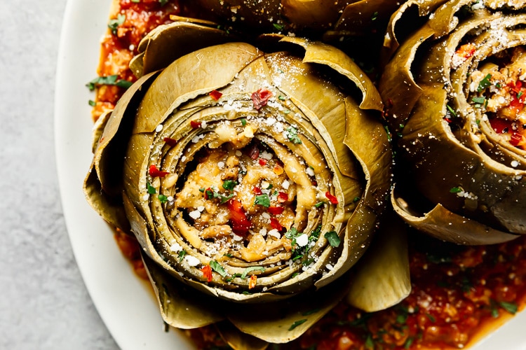 slow-cooker-italian-stuffed-artichokes