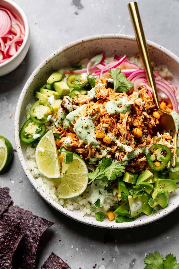 instant-pot-salsa-chicken-with-cilantro-lime-crema