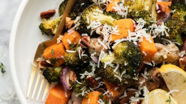 one-dish-chicken-sweet-potato-bake-with-broccoli-(easy-dinner)