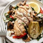 sheet-pan-artichoke-chicken-with-goat-cheese