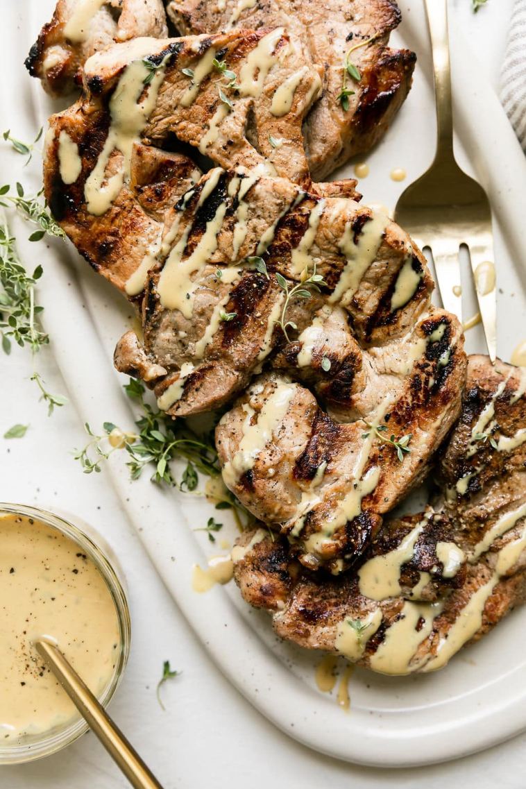 grilled-honey-garlic-pork-chops-with-honey-mustard-sauce