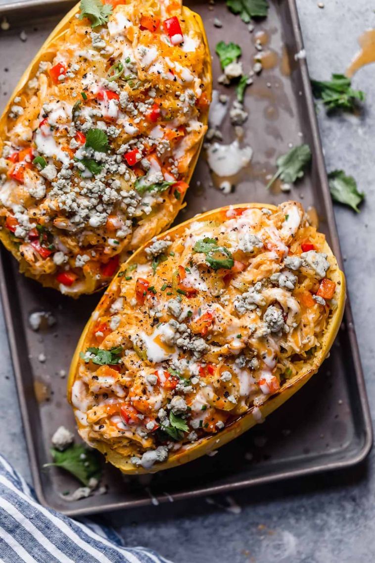buffalo-chicken-stuffed-spaghetti-squash